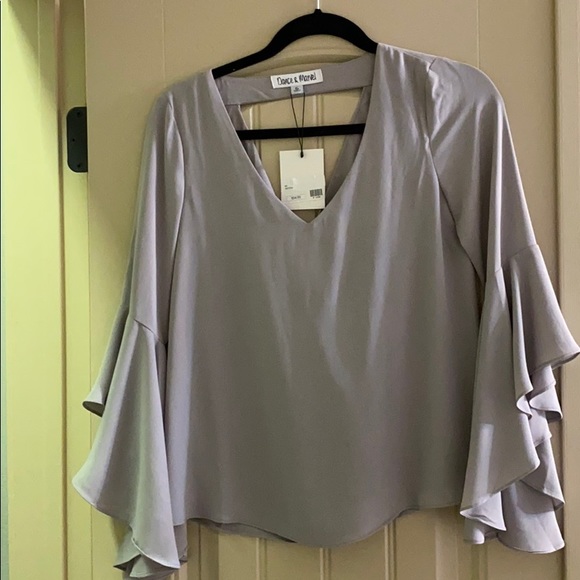 Grey bell sleeve blouse - Picture 1 of 4